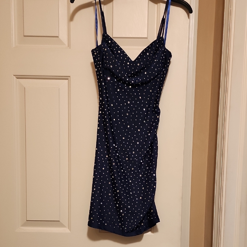 Windsor Midnight Blue Mini Dress with White Accents